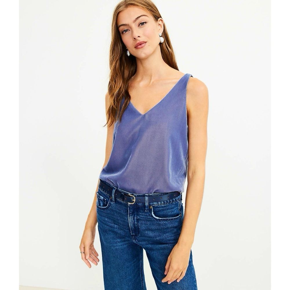 🆕 LOFT Velvet Shell | Cami Tank in Ocean Sapphire